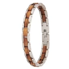 s-l140 (5) Handcrafted Black Ebony Wood & Vintage Steel Link Bracelet - Unisex Couples Style