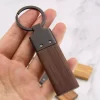 s-l1600 (4) Handcrafted Rectangular Solid Wood Keychain with Vintage Metal Hardware - Olive, Walnut & Acacia Wood
