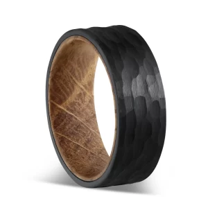 Handcrafted 8mm Black Solid Wood Ring - Minimalist Smooth Polished Promise & Wedding Band