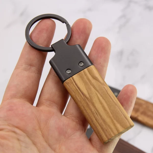 s-l1600 (8) Handcrafted Rectangular Solid Wood Keychain with Vintage Metal Hardware - Olive, Walnut & Acacia Wood