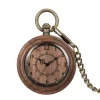 Unique Walnut Wood Pocket Watch with Chain - Japanese Miyota Quartz Gift for Him & Her