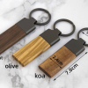 尺寸 Handcrafted Rectangular Solid Wood Keychain with Vintage Metal Hardware - Olive, Walnut & Acacia Wood