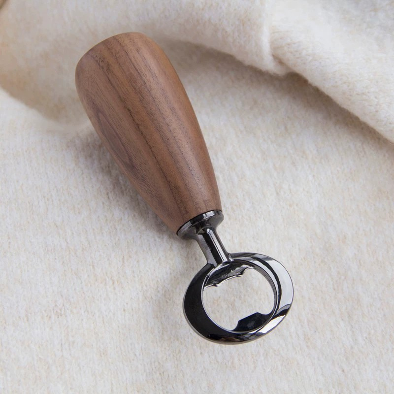 Natural Walnut & Olive Wood Beer Bottle Opener - Ergonomic Handheld Wooden Soda & Beer Cap Remover for Kitchen, Bar & Gifts