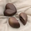 心形戒指盒 (1) Handcrafted Solid Walnut Heart-Shaped Double Ring Box for Wedding & Proposal