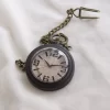 Modern Ebony & Walnut Wood Arabic Numeral Pocket Watch with Chain - Miyota Movement