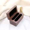 Handcrafted Solid Walnut Wood 4-Slot Ring Box with Magnetic Closure & Cushion