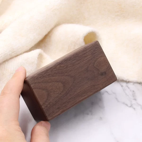 Handcrafted Solid Walnut Wood 4-Slot Ring Box with Magnetic Closure & Cushion