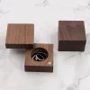 Handcrafted Solid Walnut Swivel Wooden Ring Box with Magnetic Closure for Proposal