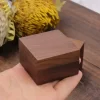 Handcrafted Solid Walnut Swivel Wooden Ring Box with Magnetic Closure for Proposal