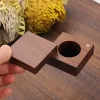 Handcrafted Solid Walnut Swivel Wooden Ring Box with Magnetic Closure for Proposal