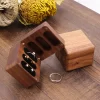戒指盒3 (3) Handcrafted Square Solid Walnut Wood 3-Slot Jewelry Box for Rings & Earrings