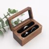 Handcrafted Solid Walnut Jewelry Box with Real Glass Lid & Velvet 4-Slot Interior