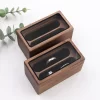戒指盒4 (5) Handcrafted Solid Walnut Jewelry Box with Real Glass Lid & Velvet 4-Slot Interior
