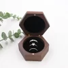 戒指盒5 (4) Handcrafted Vintage Hexagon Solid Walnut 3-Slot Wooden Ring Box for Wedding & Proposal
