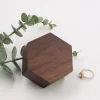戒指盒5 (6) Handcrafted Vintage Hexagon Solid Walnut 3-Slot Wooden Ring Box for Wedding & Proposal