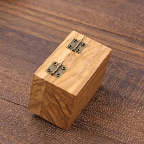 戒指盒7 (4) Handcrafted Solid Olive Wood Ring Box with Vintage Brass Latch for Proposal & Wedding
