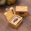 Handcrafted Solid Olive Wood Ring Box with Vintage Brass Latch for Proposal & Wedding