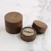 Handcrafted Round Solid Walnut Wood Ring Box with Lined Interior - Available in 2 Sizes