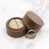 Handcrafted Round Solid Walnut Wood Ring Box with Lined Interior - Available in 2 Sizes