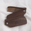 木梳子去水印4 Folding Walnut & Sapele Wood Beard Comb for Men - Pocket Size Anti-Static Natural Hardwood Mustache & Beard Grooming Comb