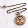 木质怀表 (1) Natural Wood Pocket Watch with Chain - 5th Anniversary Wood Gift for Him & Her