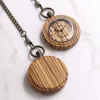 Natural Wood Pocket Watch with Chain - 5th Anniversary Wood Gift for Him & Her