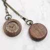 木质怀表 (5) Natural Wood Pocket Watch with Chain - 5th Anniversary Wood Gift for Him & Her