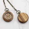 木质怀表 (6) Natural Wood Pocket Watch with Chain - 5th Anniversary Wood Gift for Him & Her