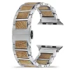 Whisky Barrel Wood Band for Apple Watch 38/40/41/42/44/45/46/49mm - Recycled Oak Wood & Stainless Steel Strap Series 1-10 Ultra