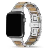白橡银表带 (3) Whisky Barrel Wood Band for Apple Watch 38/40/41/42/44/45/46/49mm - Recycled Oak Wood & Stainless Steel Strap Series 1-10 Ultra