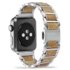 白橡银表带 (4) Whisky Barrel Wood Band for Apple Watch 38/40/41/42/44/45/46/49mm - Recycled Oak Wood & Stainless Steel Strap Series 1-10 Ultra