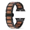 Hawaiian Koa Wood & Stainless Steel Band for Apple Watch 42/44/45/46/49mm - Natural Wood Strap Series 1-10 Ultra