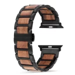 Hawaiian Koa Wood & Stainless Steel Band for Apple Watch 42/44/45/46/49mm - Natural Wood Strap Series 1-10 Ultra