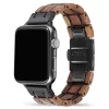 相思黑表带 (2) Hawaiian Koa Wood Band for Apple Watch 38/40/41/42/44/45/46/49mm - Natural Wood & Stainless Steel Strap Series 1-10 Ultra