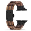 相思黑表带 (5) Hawaiian Koa Wood Band for Apple Watch 38/40/41/42/44/45/46/49mm - Natural Wood & Stainless Steel Strap Series 1-10 Ultra
