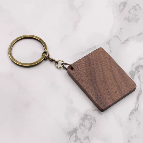 空白木质钥匙扣 (10) Handcrafted Square Solid Wood Plaque Keychain - Walnut, Olive & Acacia Wood