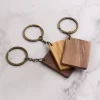 空白木质钥匙扣 (3) Handcrafted Square Solid Wood Plaque Keychain - Walnut, Olive & Acacia Wood