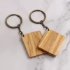 空白木质钥匙扣 (4) Handcrafted Square Solid Wood Plaque Keychain - Walnut, Olive & Acacia Wood