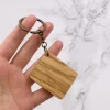 空白木质钥匙扣 (5) Handcrafted Square Solid Wood Plaque Keychain - Walnut, Olive & Acacia Wood