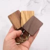 空白木质钥匙扣 (6) Handcrafted Square Solid Wood Plaque Keychain - Walnut, Olive & Acacia Wood