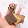 空白木质钥匙扣 (7) Handcrafted Square Solid Wood Plaque Keychain - Walnut, Olive & Acacia Wood