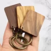 Handcrafted Square Solid Wood Plaque Keychain - Walnut, Olive & Acacia Wood