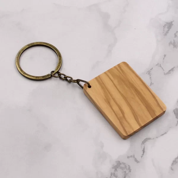 空白木质钥匙扣 (9) Handcrafted Square Solid Wood Plaque Keychain - Walnut, Olive & Acacia Wood