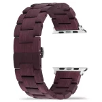 Purpleheart Wood Band for Apple Watch 38/40/41/42/44/45/46/49mm - Natural Wood & Brushed Stainless Steel Strap Series 1-10 Ultra