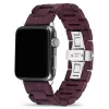紫心木 (3) Purpleheart Wood Band for Apple Watch 38/40/41/42/44/45/46/49mm - Natural Wood & Brushed Stainless Steel Strap Series 1-10 Ultra