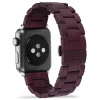 紫心木 (4) Purpleheart Wood Band for Apple Watch 38/40/41/42/44/45/46/49mm - Natural Wood & Brushed Stainless Steel Strap Series 1-10 Ultra