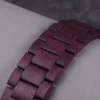 紫心木 (5) Purpleheart Wood Band for Apple Watch 38/40/41/42/44/45/46/49mm - Natural Wood & Brushed Stainless Steel Strap Series 1-10 Ultra