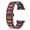 红檀黑表带 (5) Red Sandalwood & Stainless Steel Band for Apple Watch 38/40/41/42/44/45/46/49mm - Natural Wood Strap Series 1-10 Ultra