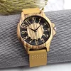 胡桃镂空真皮木制手表 (11) Handcrafted Men's Natural Wood Watch - Unique Quartz Wristwatch Gift for Him