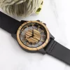 胡桃镂空真皮木制手表 (2) Handcrafted Men's Natural Wood Watch - Unique Quartz Wristwatch Gift for Him